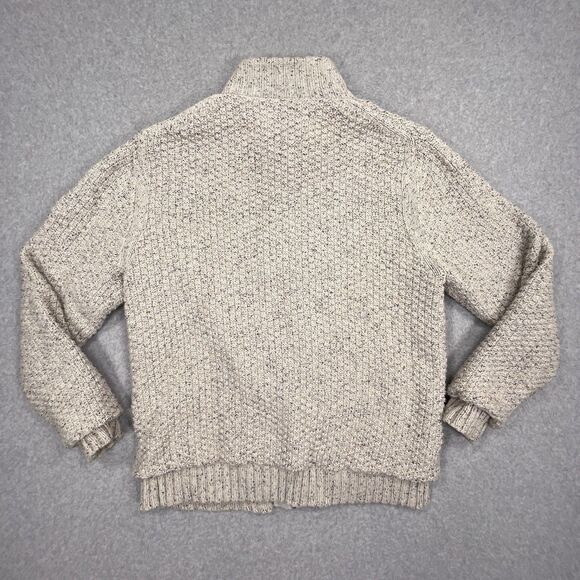 Carbon 2 Cobalt Sweater Mens Large Full Zip Heavy Lined Fisherman Flecked Cream - Picture 2 of 10